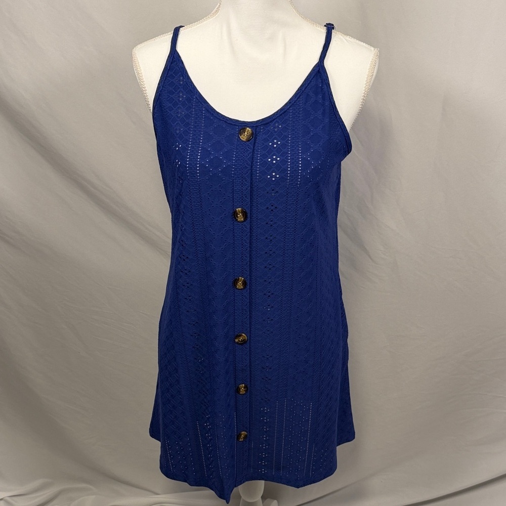 Blue Button-Down Sleeveless Dress Size Large